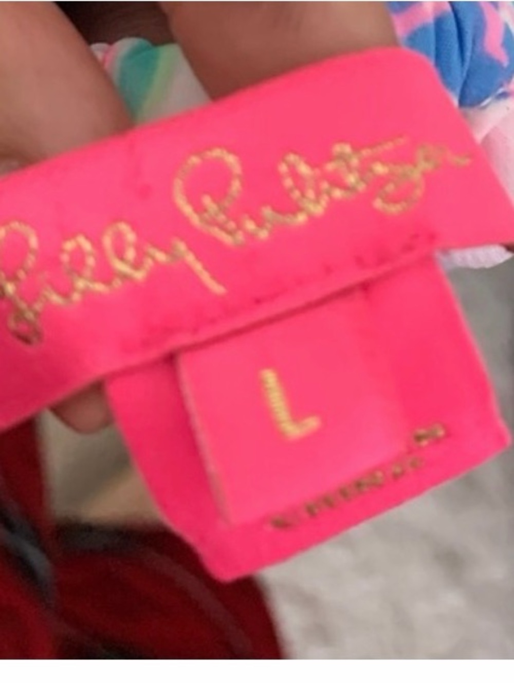 Lilly Pulitzer Julien Halter Top L pink blue gold chain - Picture 5 of 7